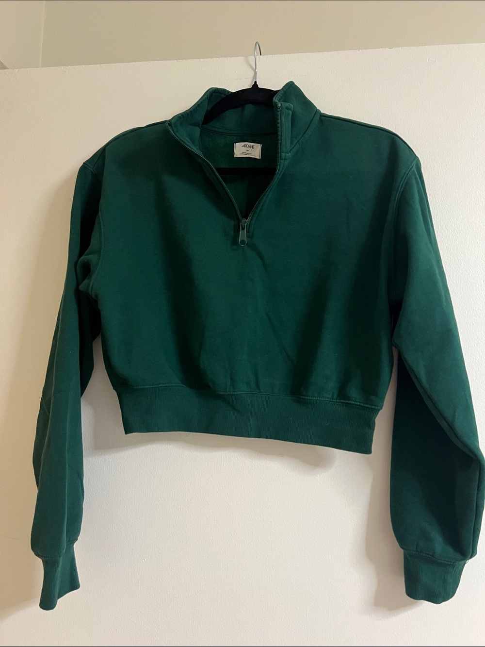 Ardene Forest Green Quarter-Zip Cropped Sweater